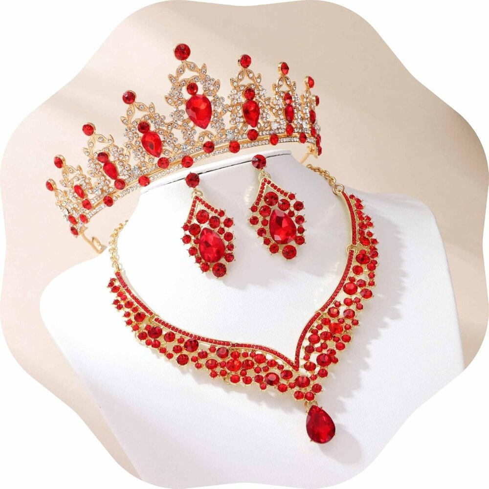 Bridal Wedding Tiara Crown Jewelry Set for Women/Brides/Bridesmaids Crystal Jewe
